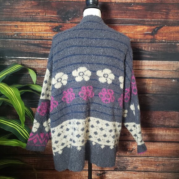 Natural Life Calla Jacquard Cardigan Sweater Soft Thick Warm Oversized Gray - Picture 3 of 9